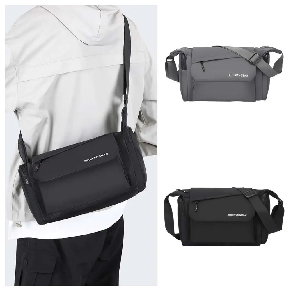 

Waterproof Men Crossbody Bag Phone Pouch with Multiple Pockets Student Shoulder Bag Large Capacity Oxford Cloth Messenger Bag