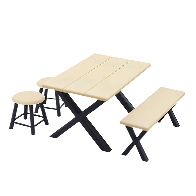 1 set 1:12 tavoli in miniatura per casa delle bambole sgabello rotondo sedia da campeggio esterna modello arredamento giocattolo accessori per casa delle bambole