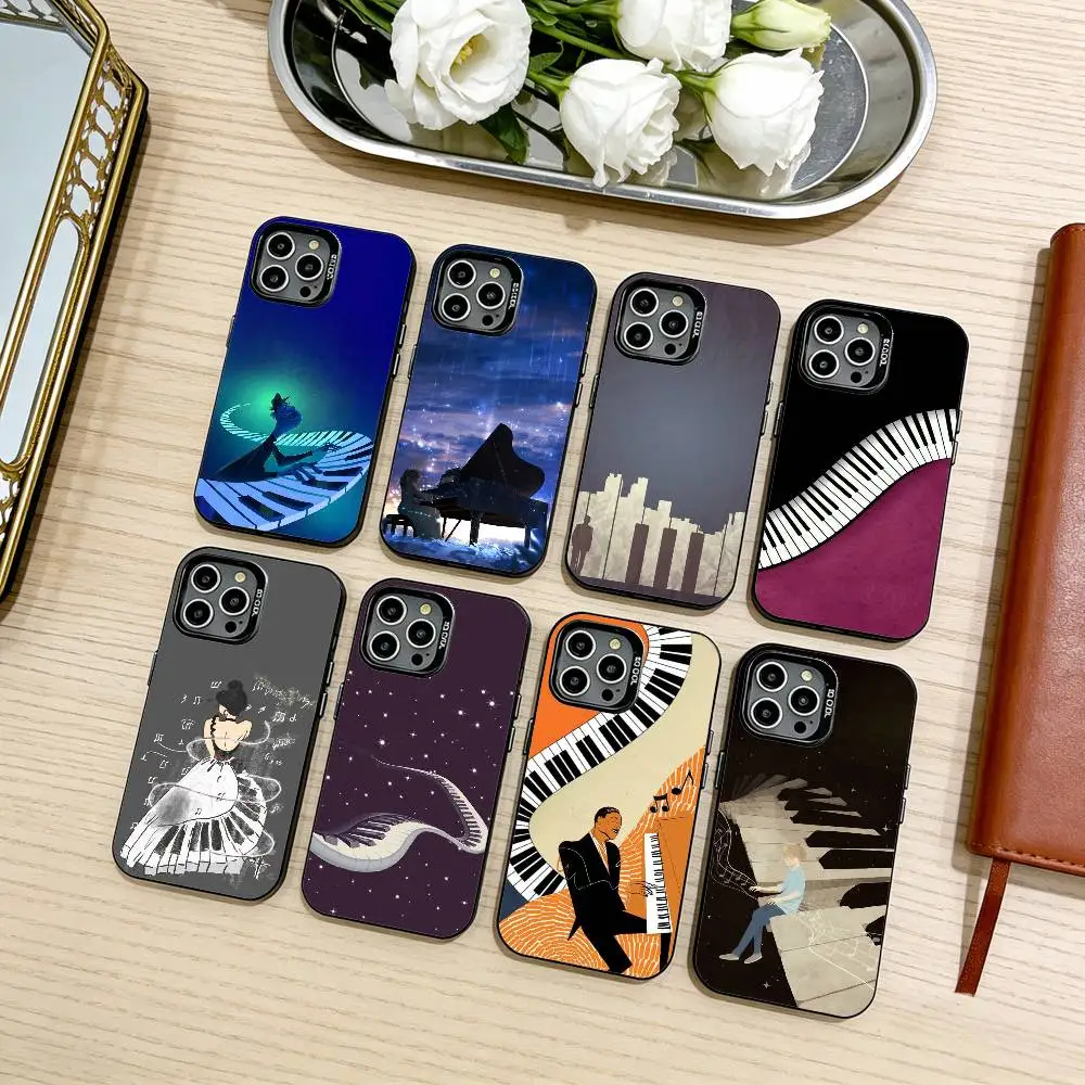 

S-Starry Sky Piano Art Phone Case For iPhone17,16,15,14,13,12,11 Plus,Pro Max Black Candy silver phone case