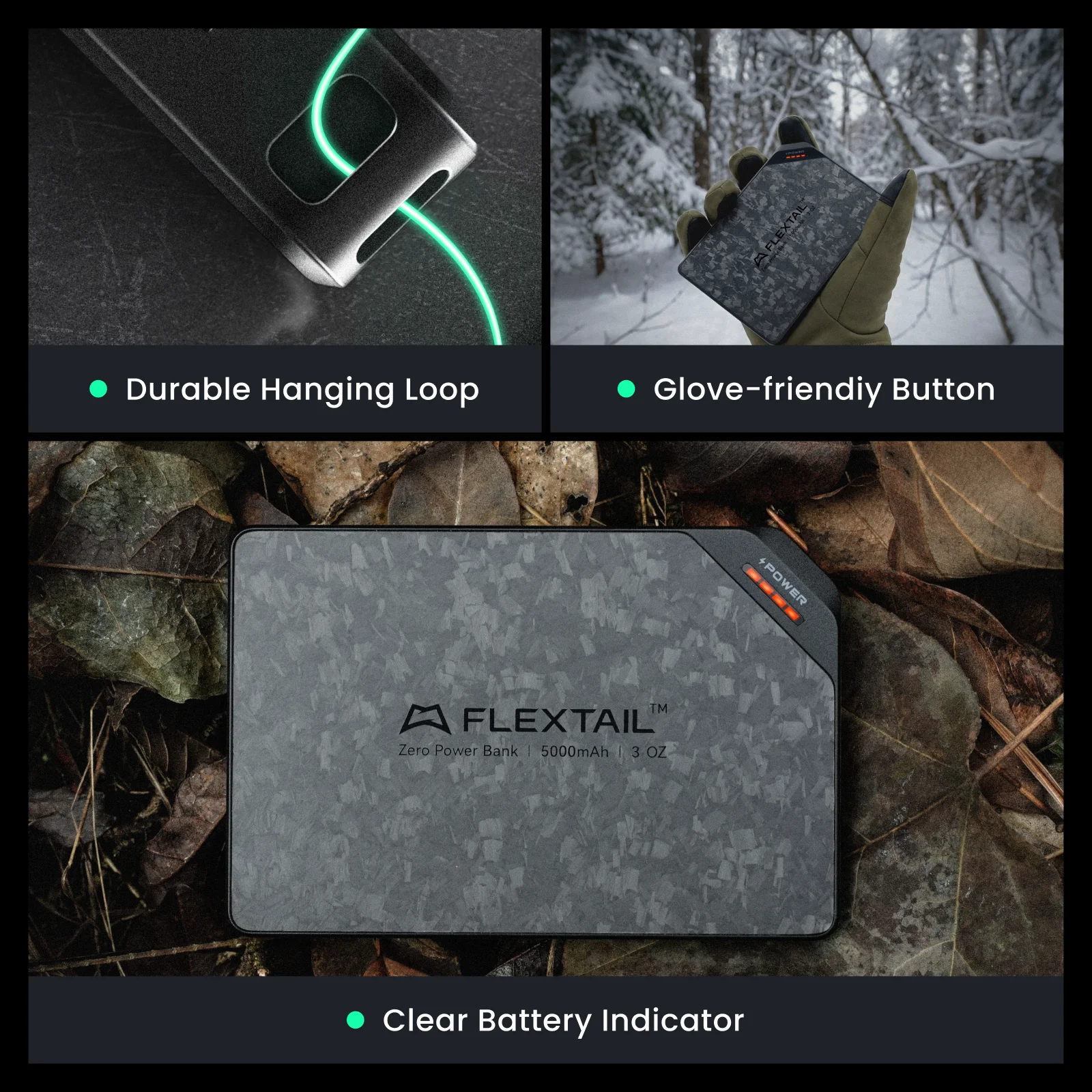 FLEXTAIL ZERO POWER - Power Bank 5000mAh, Forged Carbon Fiber Shell, Dual USB-C Port, Fast Charging Spare Battery for iPhone 17 view 6