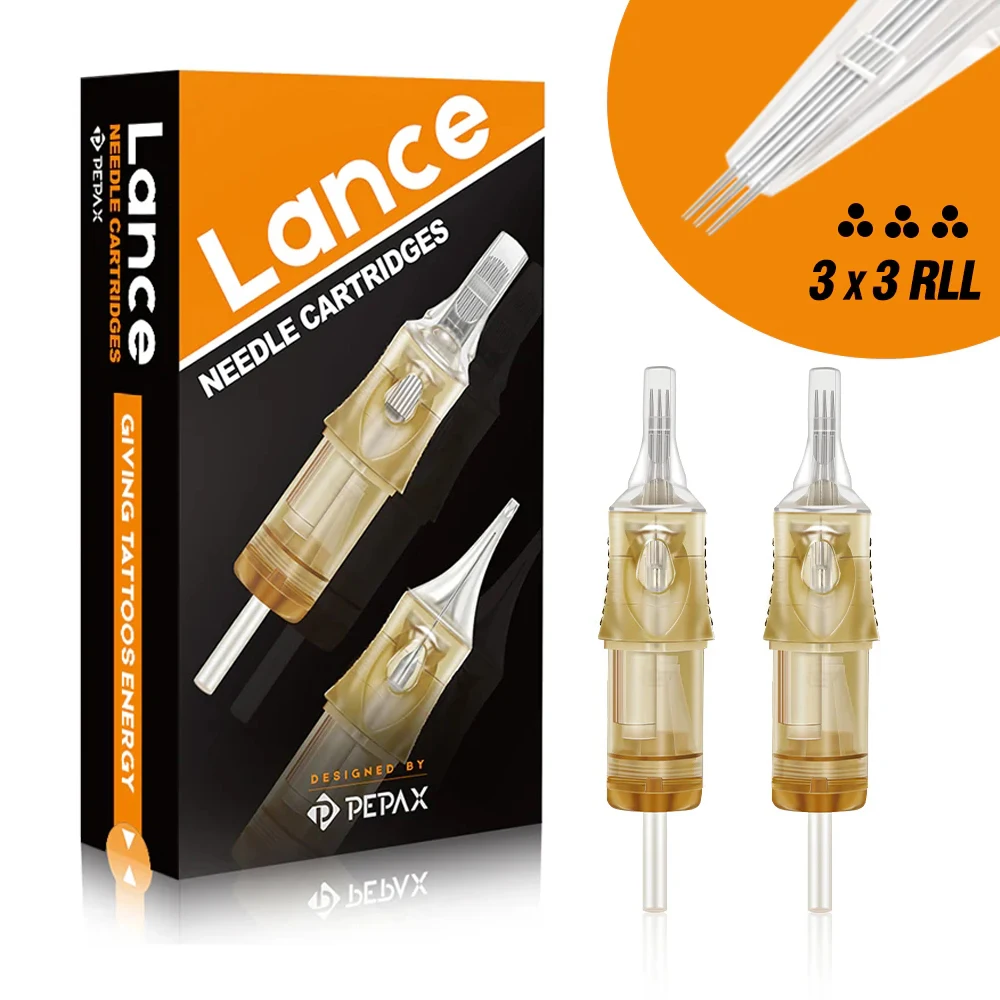 

PEPAX Lance 3X3RL Tattoo Cartridges Needles 20pcs Disposable Sterilized Needles for Tattoo Machine Pen Stipple Shader Bugpin