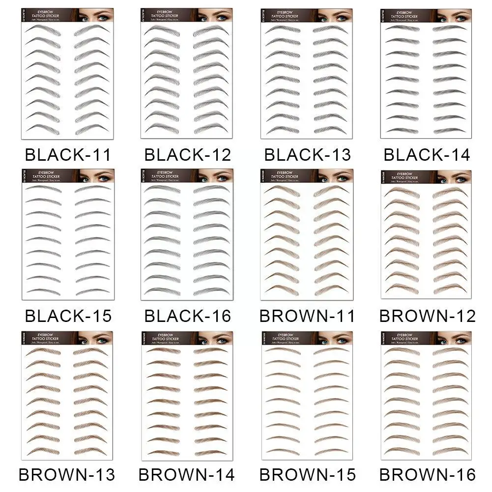 9 Paar/Sheet Hair-Like Authentieke Wenkbrauw Tattoo Sticker Stickers Make-Up Valse Cosmetica Wenkbrauwen Blijvende Natuurlijke Waterpro G 6X5