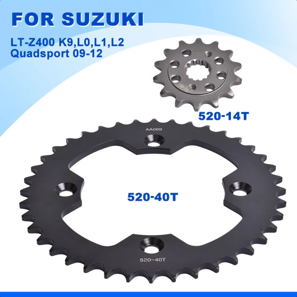 520-14T 40T Motorcycle Accessories Front Rear Sprocket Kit for Suzuki  LT-Z400 K9,L0,L1,L2 Quadsport 2009-2012 LTZ400