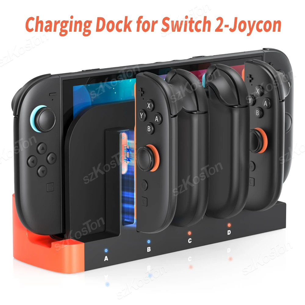 

Док-станция для зарядного устройства контроллера Switch 2, станция быстрой зарядки для ручки Joycon со светодиодным индикатором для игровых аксессуаров Switch2