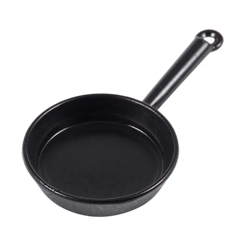 ODIES-1/12 مقياس 6 قطعة دمية مصغرة مقالي معدنية وعاء الطبخ تجهيزات المطابخ ملحقات المطبخ الأسود