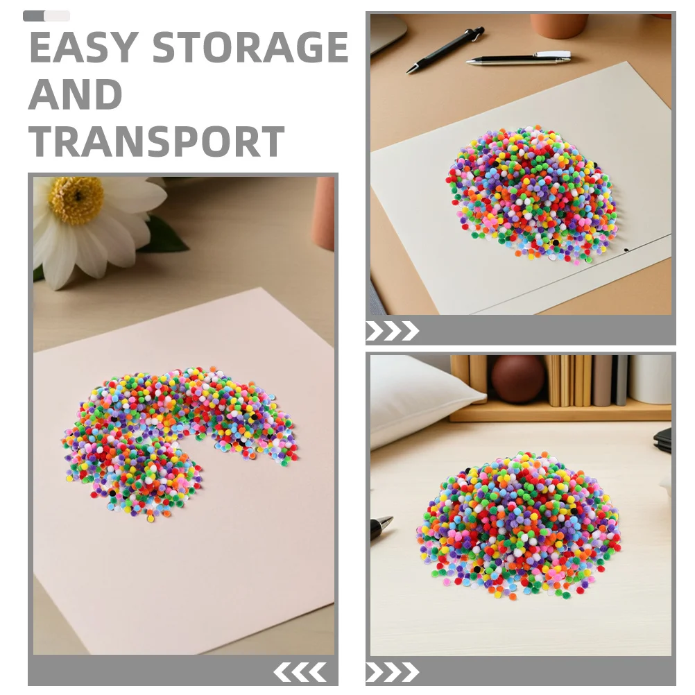 3000 Stück mehrfarbige weiche Bommel zum Basteln, DIY-Dekorationen, Kunstprojekte für Kinder, handgefertigte Bastelbedarf, Puffbälle zum Basteln