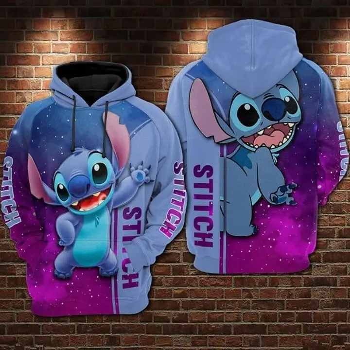 Stitch Cartoon Anime Men Zip Up Hoodie 2024 New Fashion Cool Women Oversized Sweatshirt Spring Autumn Children Clothing Coat