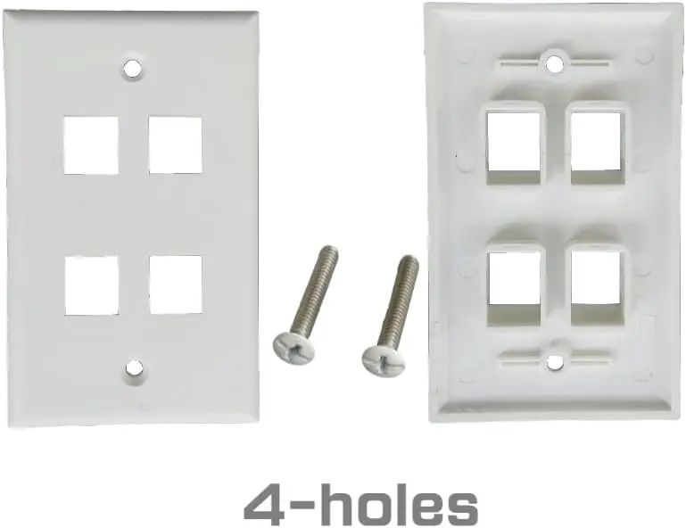 Placa de pared Keystone de 4 puertos (paquete de 10), placas de pared de una sola banda para conector Keystone RJ45 e insertos modulares, blanco