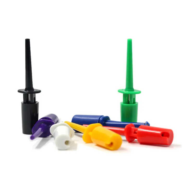 10Pcs Large / Small Test Hook Clip Test Probe for Electronic Testing IC Grabber Round Crocodile Clip Hook Test Clip Color Mix