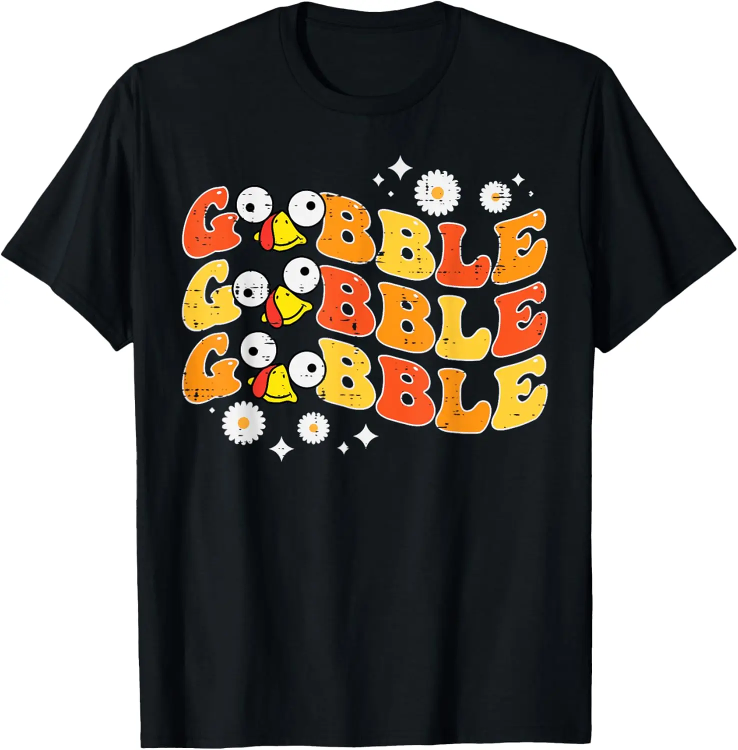 

Забавная футболка Gobble Turkey Face в стиле ретро на День Благодарения для мужчин, женщин и детей