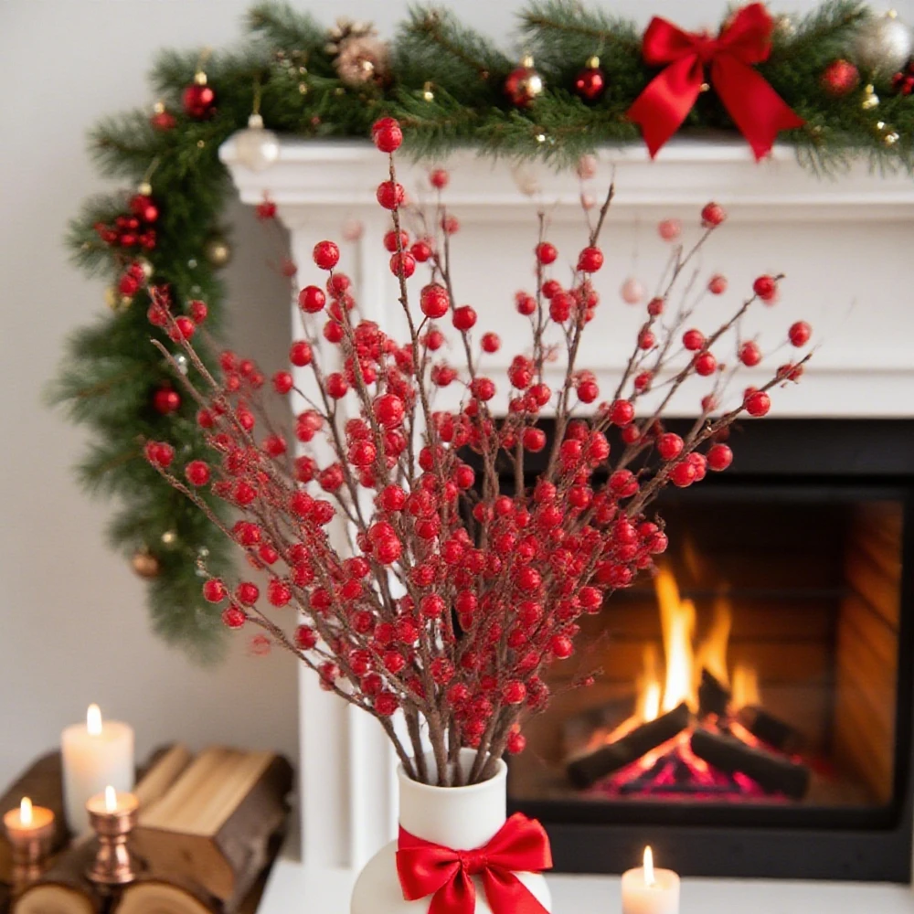 

Artificial Fruit Simulated Plant Holly Little Red Fruit Christmas Home Room Table Wedding Decor Flower Shooting Prop Accessories