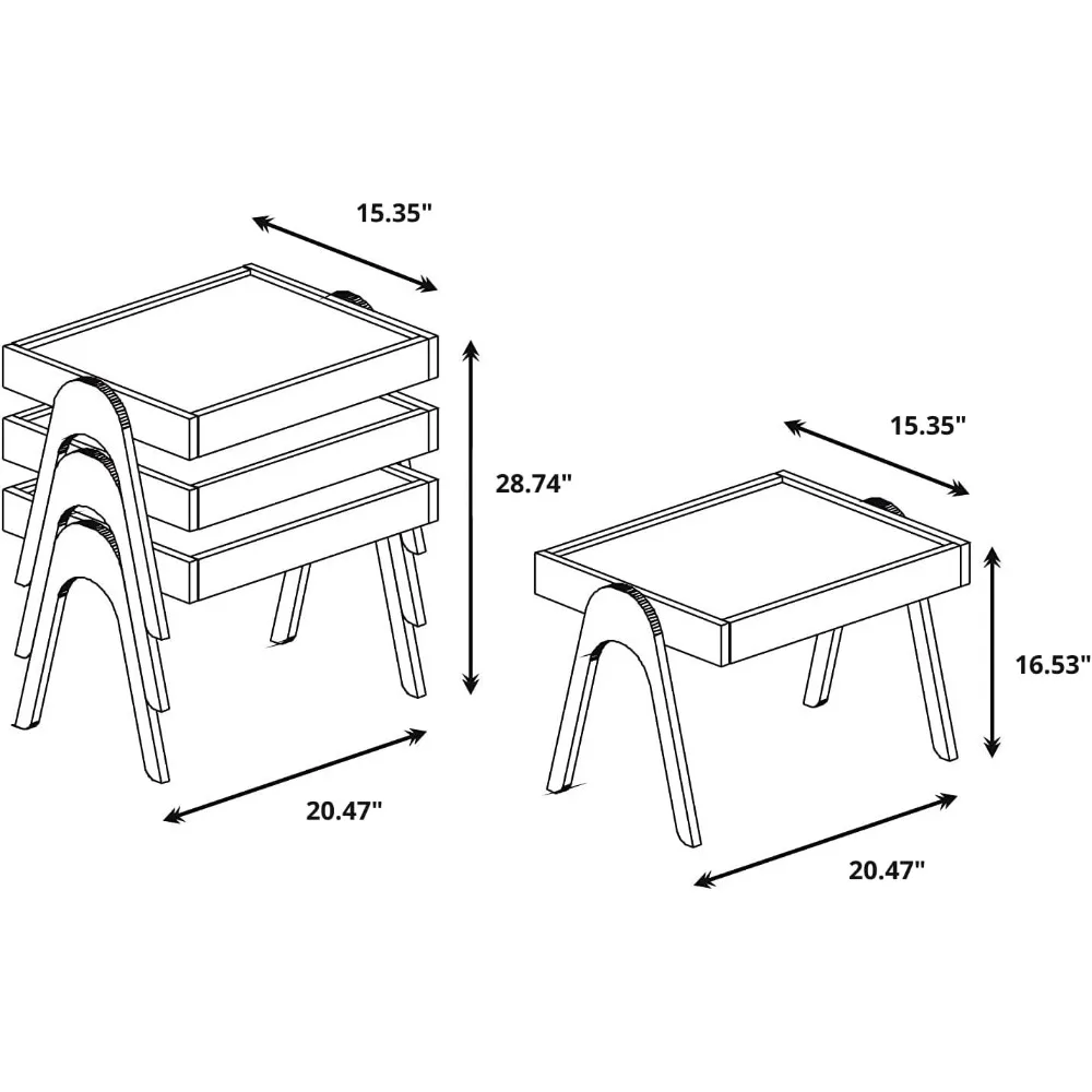 Module-Us Roma Nesting Tables Set Of 3 Side Living Room Console Table, Coffee Tables, Sofa Table