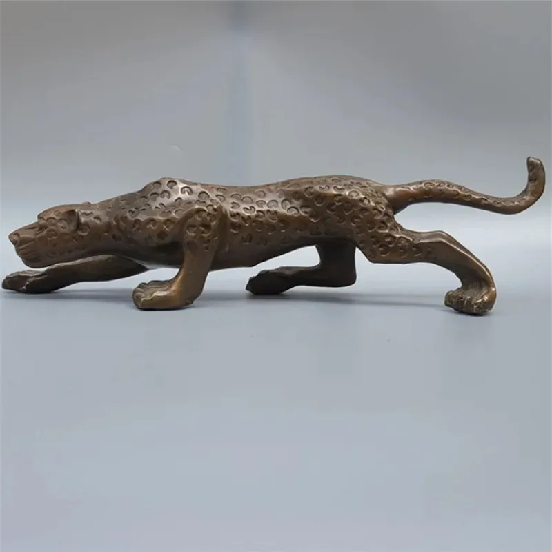 Brick and mortar store direct sales hot sale pure copper gold leopard animal sculpture metal ornaments home decoration