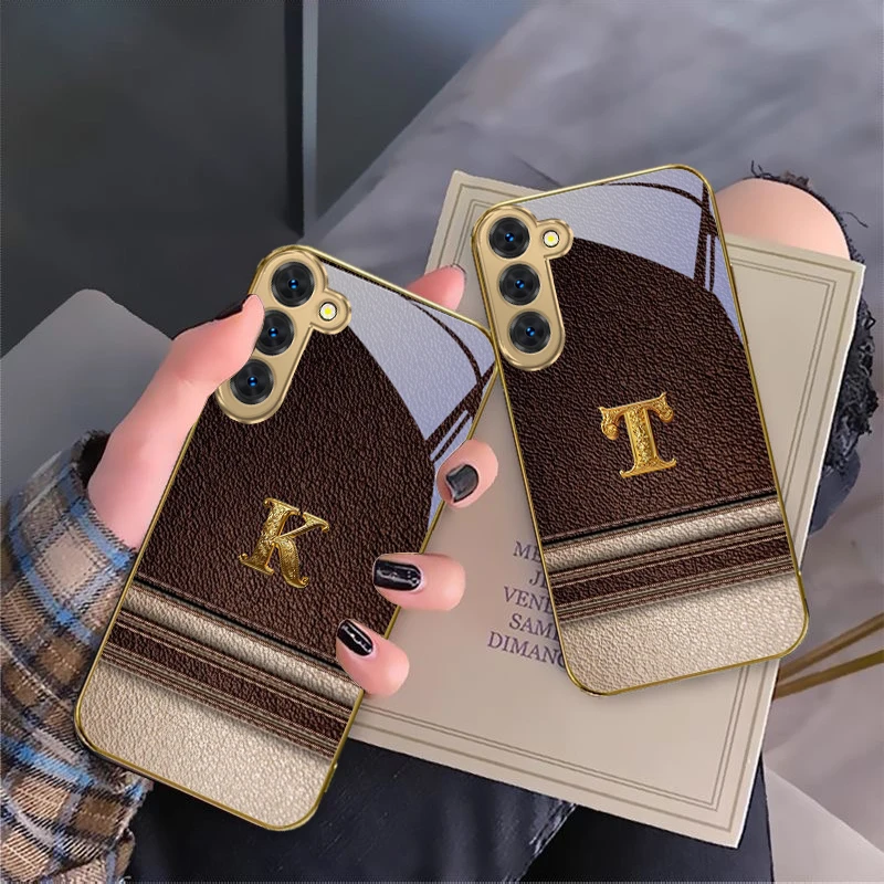 

The noble letter 'T' For Samsung Galaxy S20 FE S21 S22 S23 Plus S24 Ultra 25Ultra S21+ S9+ S22Plus Golden glass phone case