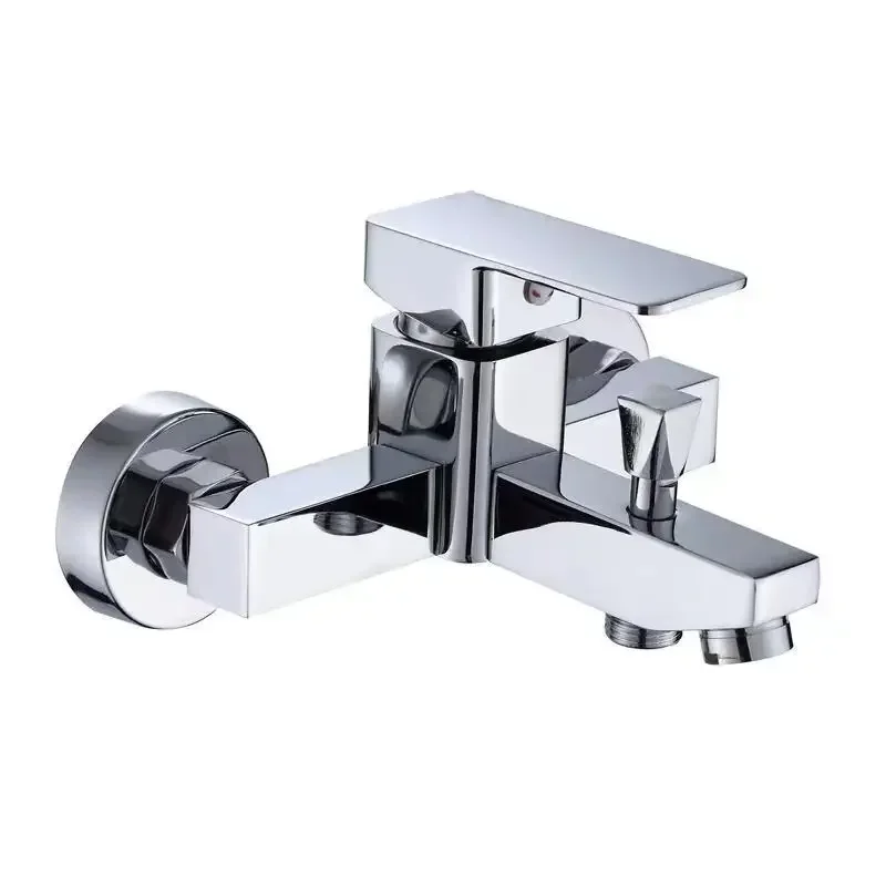 Triple faucet into the wall cold and hot hidden bathtub faucet bathroom mixing valve square shower faucet