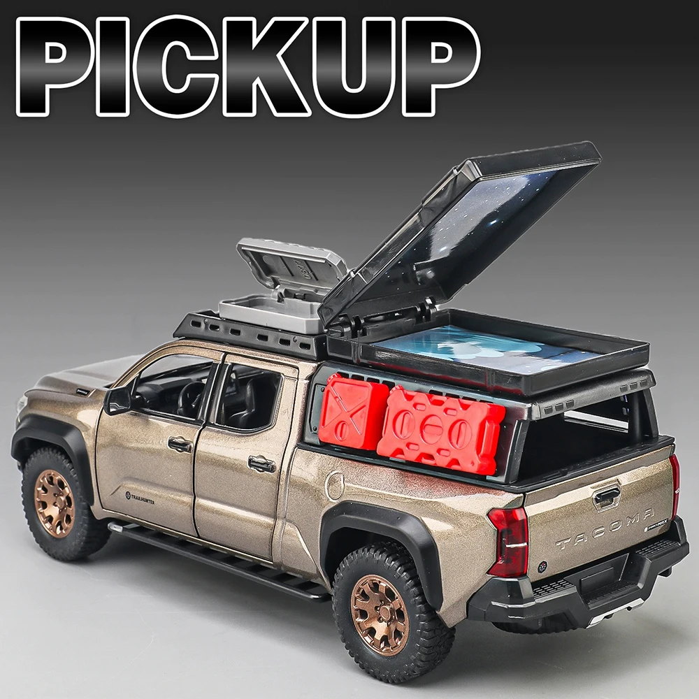 1:24 Tacoma Legierung Diecast Modell Spielzeug Autos Sound Licht Zurückziehen Türen Geöffnet Miniatur Geländewagen Dekorationen für Freunde