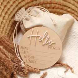 Ylsteed Hello World Newborn Sign Wooden Baby Announcement Sign for Hospital Baby Name Announcement Sign Newborn Keepsakes Props
