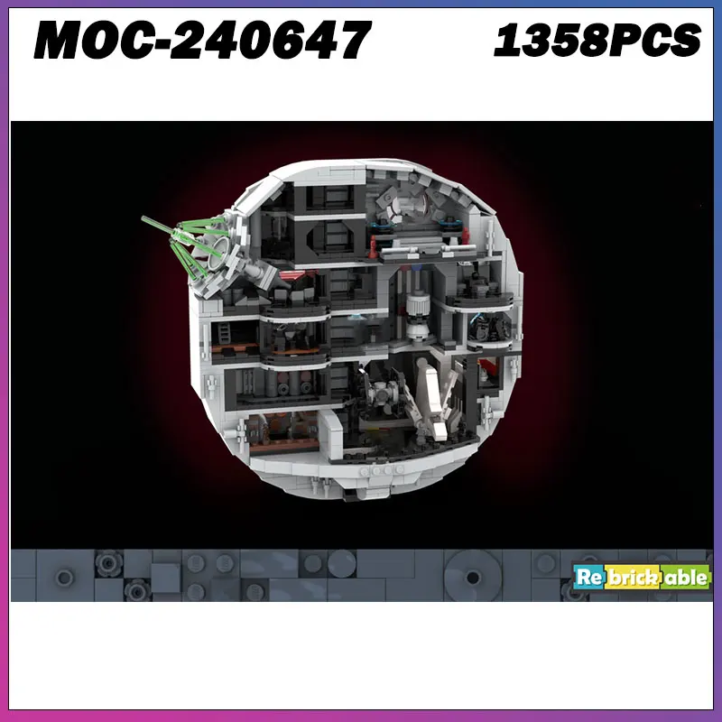 

2025 MOC строительный блок, серия «Космическая война», сферическое здание, космический корабль, креативная модель кирпича, образовательная игрушка, подарки на день рождения, 1358 шт.