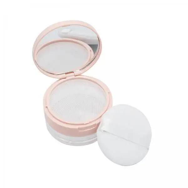 Empty Makeup Powder Container 20g Portable Flip Lid Compact Case with Sifter Puff Mirror for Loose Powder Blush Travel