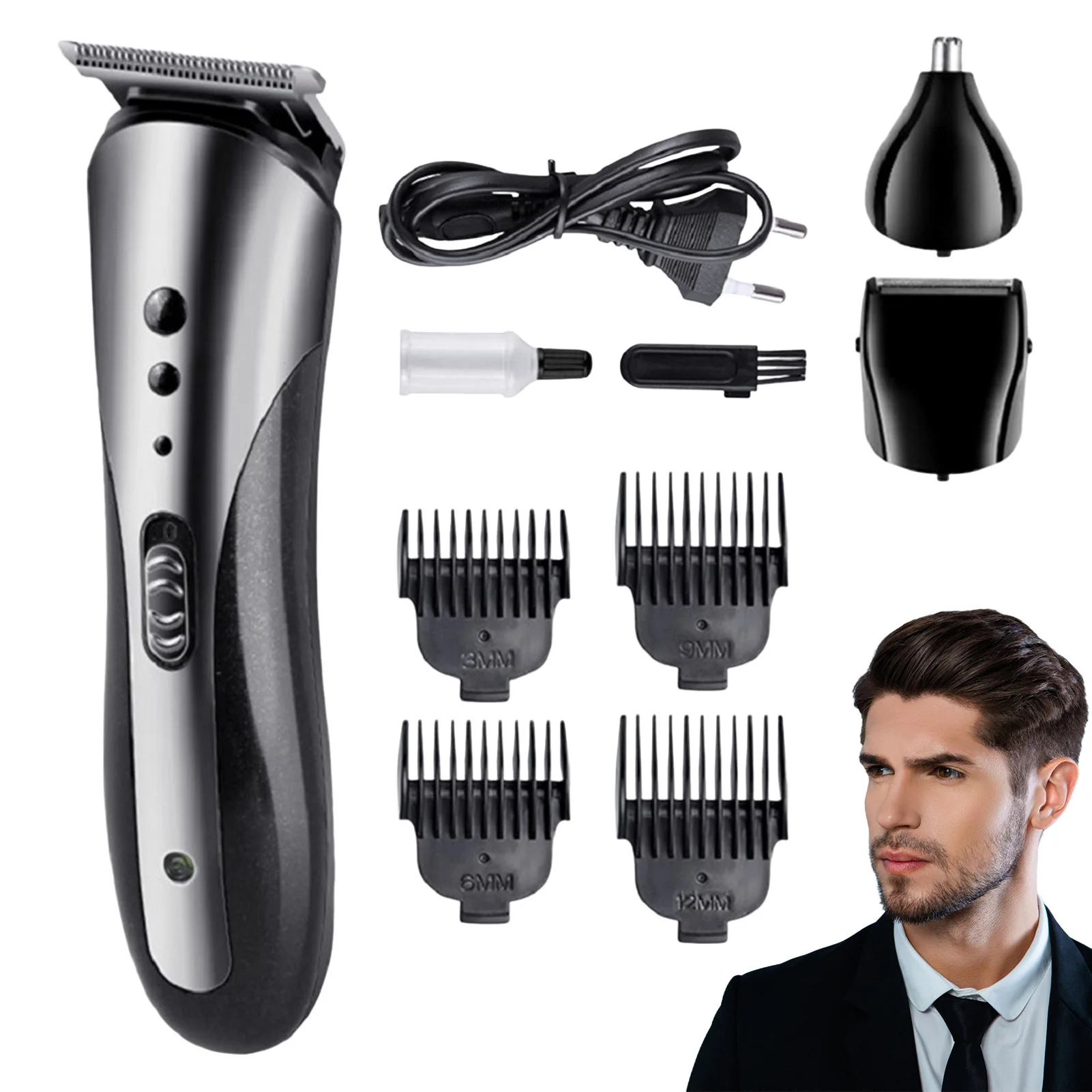 Hairdressing Trimmer Electric Clipper Washable Blade Precision Steel Blade Hair Trimmer for Barber Shop Stylist or Home