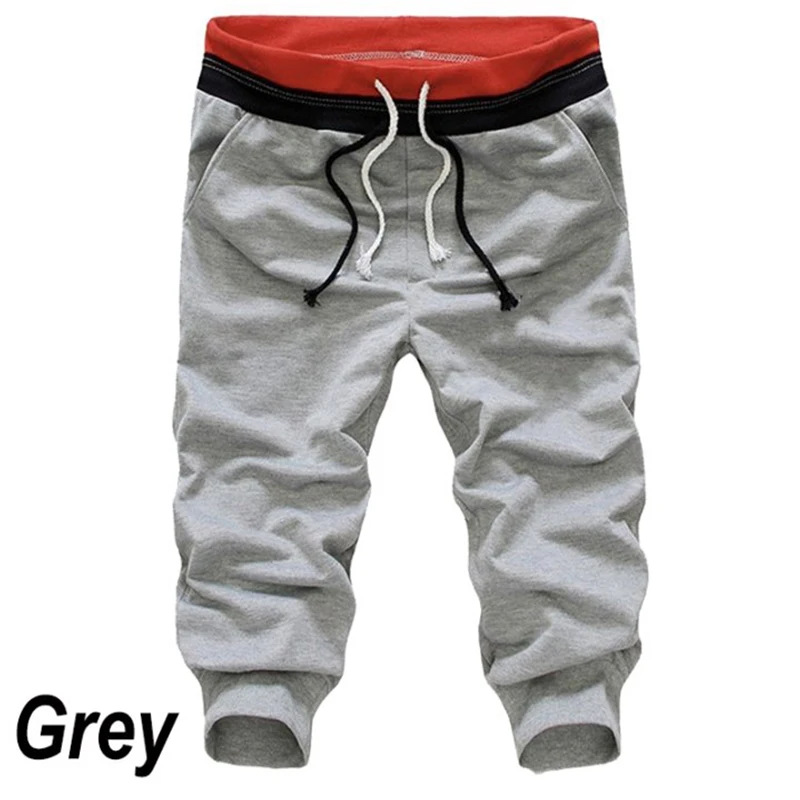 Men\'s casual summer sports jogging drawstring shorts plus size solid color pocket cotton beach shorts