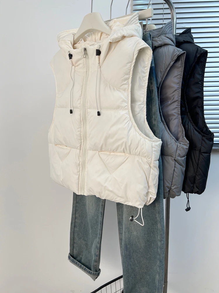 

Модный женский хлопковый жилет оверсайз с капюшоном, свободного кроя, осенне-зимняя новинка, большие размеры, верхняя одежда, куртка