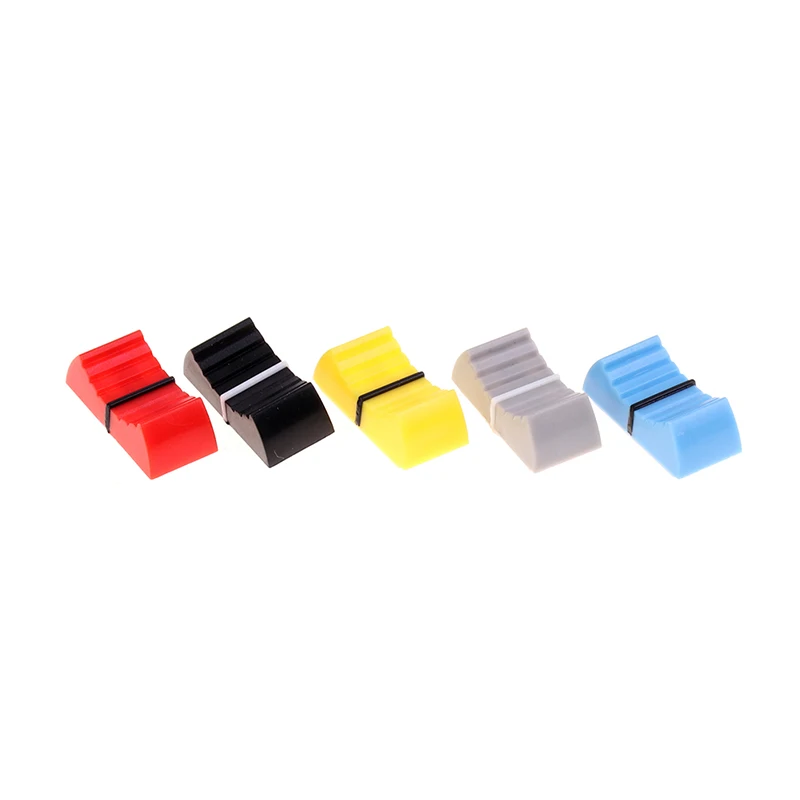 10 Stuks Fader Knop Cap Touch Sensitive Slider Rib Mixer Bureau Schakelaar Dop Plastic Rood Blauw Grijs Zwart