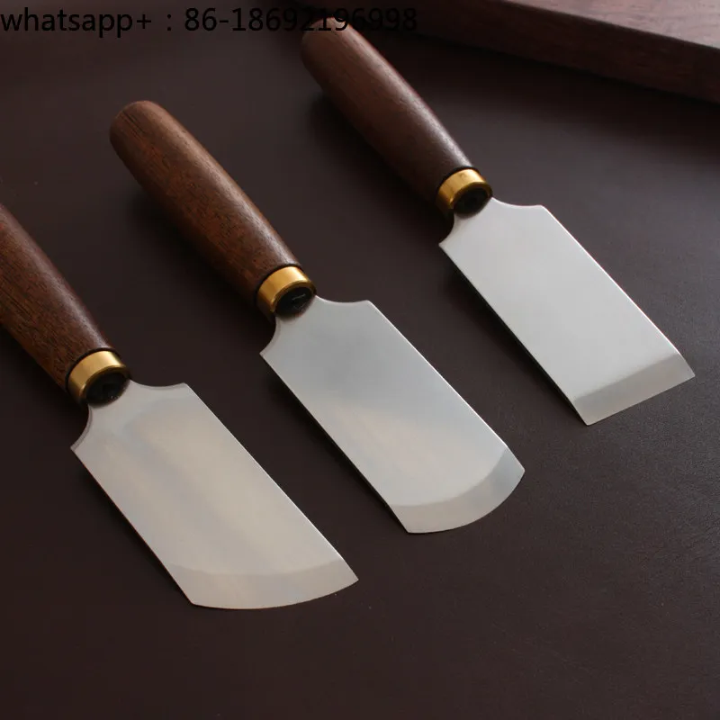 Walnut Handle D2 Thin Knife, Leather Knife, Oblique Knife Round Knife