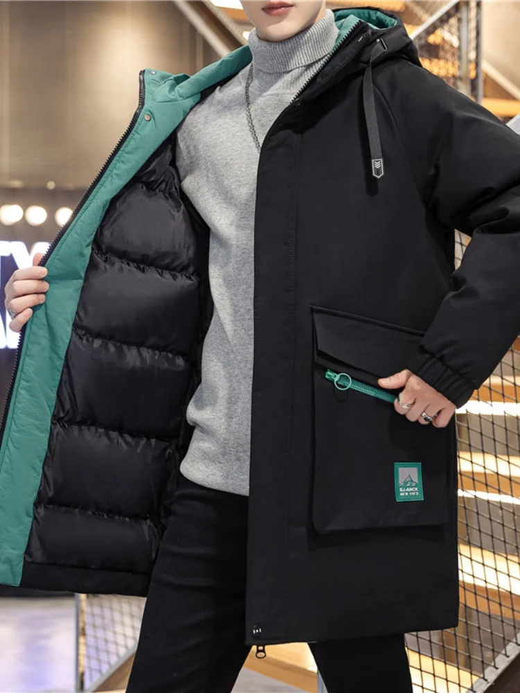 

Winter Middle-Length Men's down Cotton Jaet 2025 New Faion Brand Outerwear for High School Students Thi Warm Casual Sle