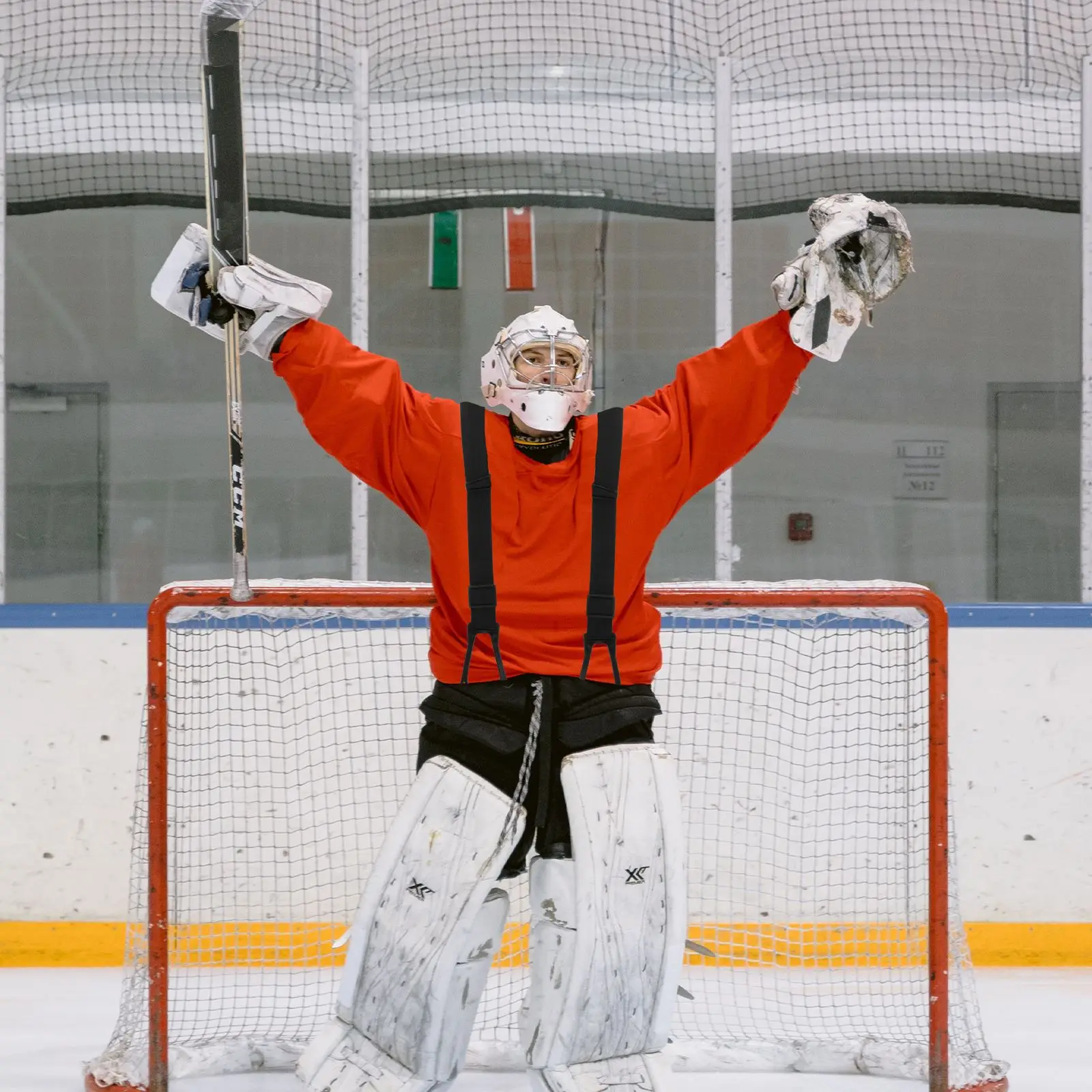 Bretelle per pantaloni antiscivolo con cinturino antigoccia per hockey su ghiaccio Bretelle per cintura antiscivolo Cintura protettiva elastica Bretelle protettive