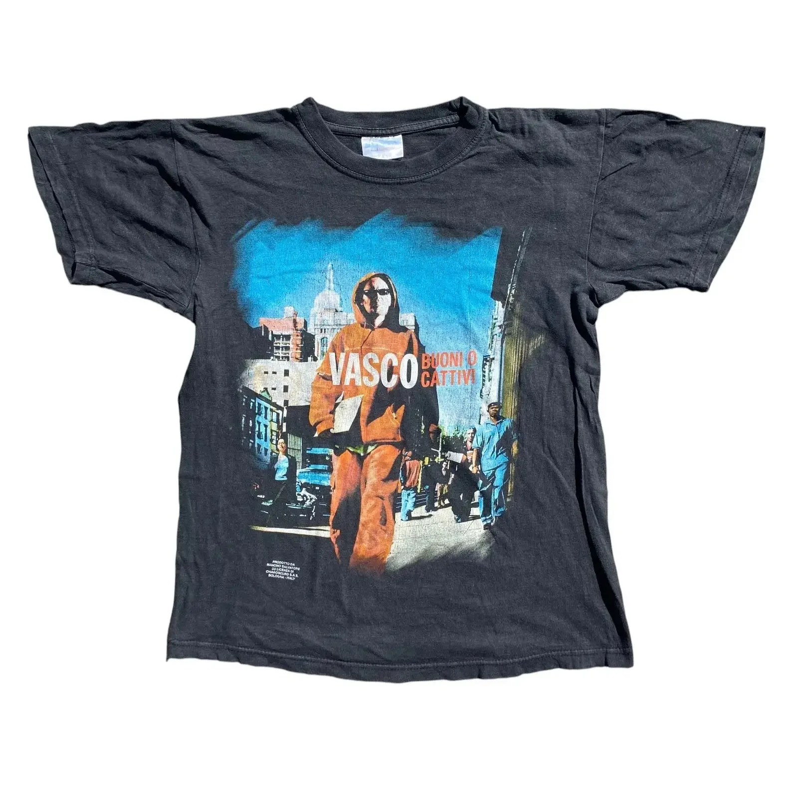 T Screen Shirt Vasco Rossi Good or Bad tour year 2004 size S vintage Washed Unisex Top For Everyday Wear graphic Versatile