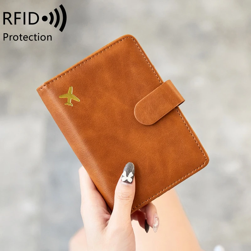Western RFID Blocking PU Leather Passport Women Wallet Multi-function Trips Short Soft Purse for Mens