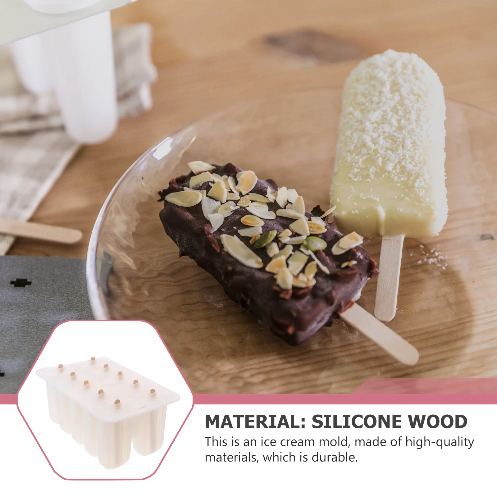 

Popsicle Ice Cream Mold Assorted Colors DIY with Wood Sticks Easy Demold Reusable Perfect for Homemade Ice Cream