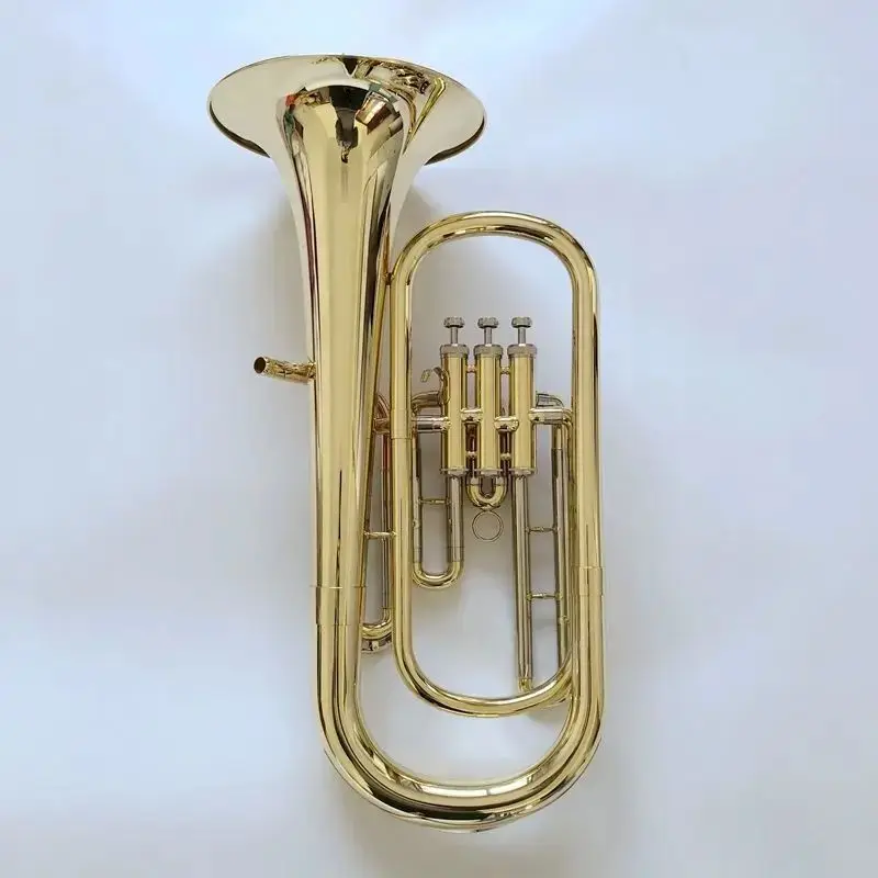 Brass gold-plated professional Baritone Horn B-flat euphonium high-quality tone three-key tenor jazz instrument trumpet horn