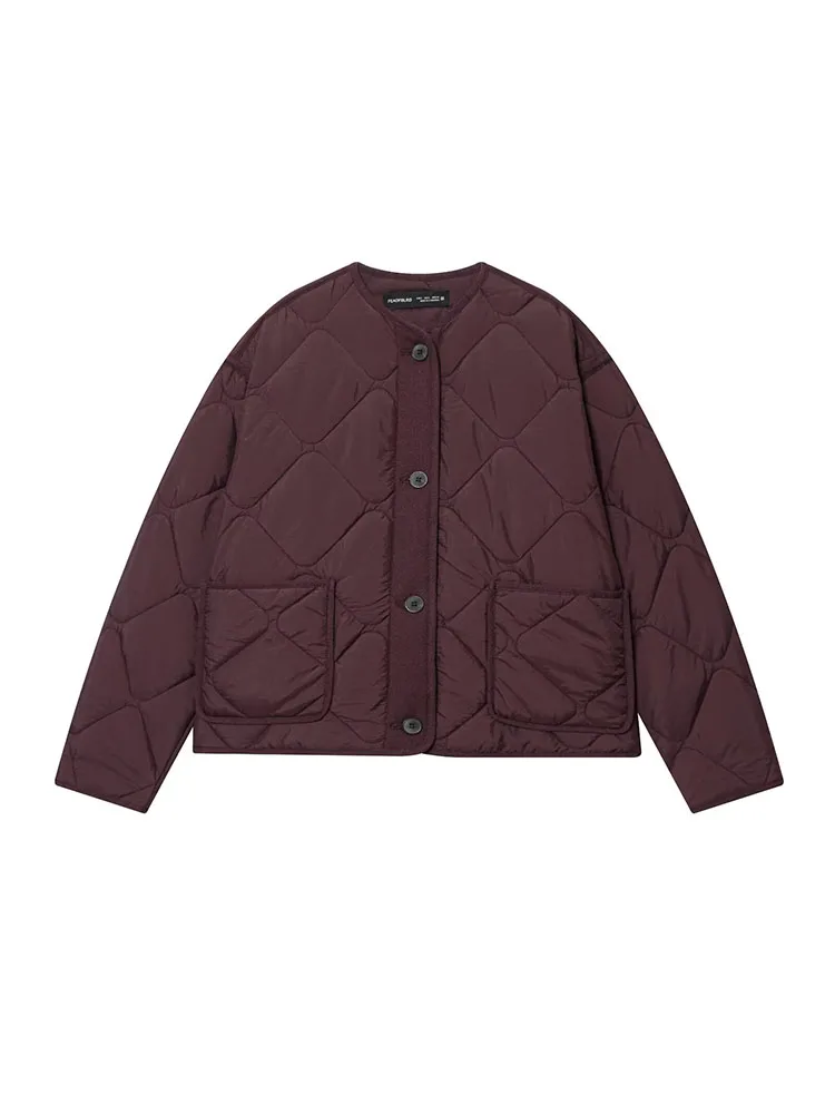 2025 chaquetas de otoño para mujer, abrigos acolchados, moda sólida, holgada, forro de algodón de un solo pecho, chaqueta de calle elegante para mujer, prendas de vestir exteriores