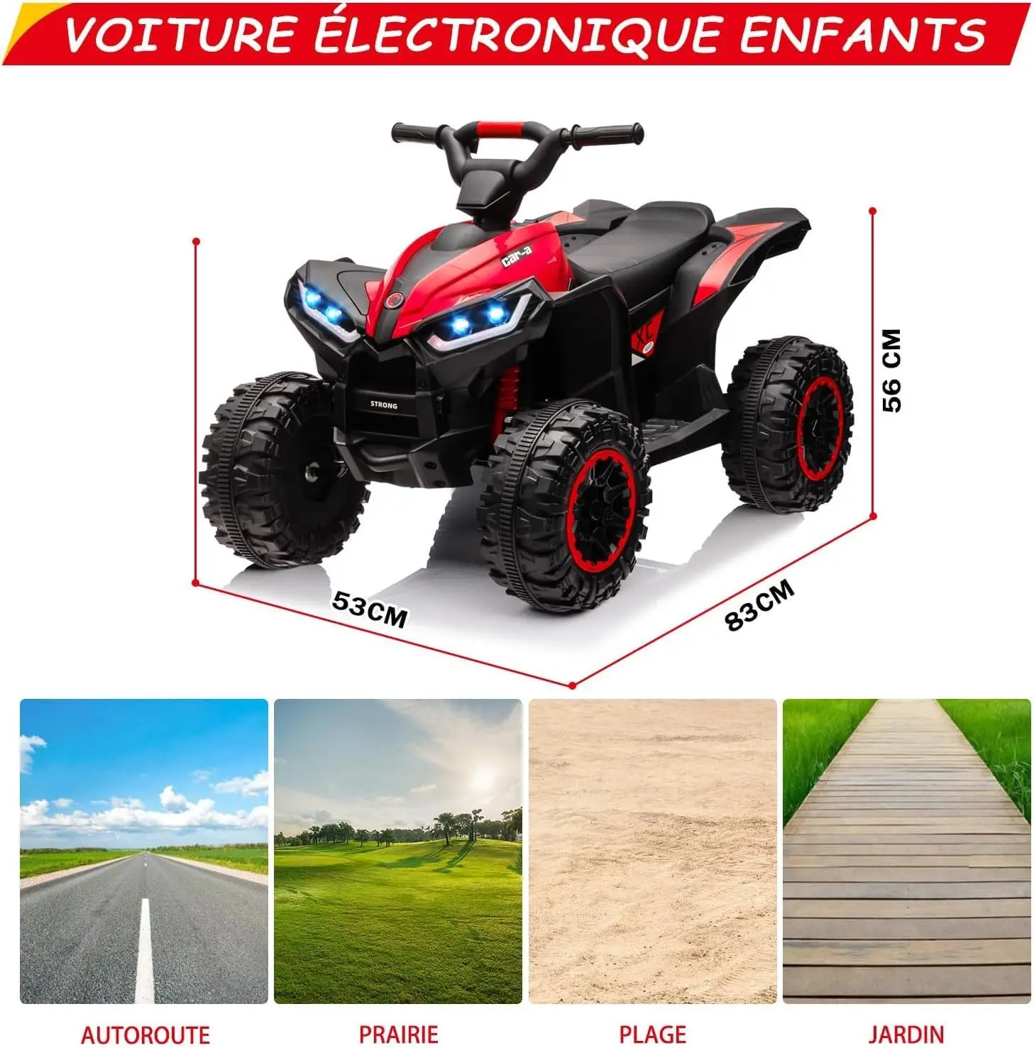 رباعية كهربائية 12 فولت للأطفال، ألعاب ركوب الأطفال ذات 4 عجلات مع مصابيح LED وموسيقى، جهاز تحكم عن بعد للأولاد والبنات 3 سنوات فما فوق #2