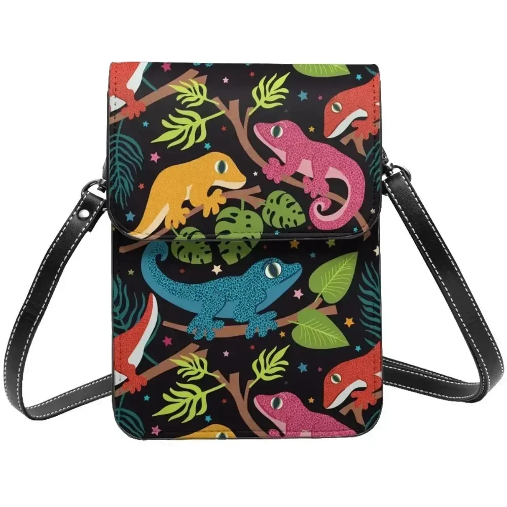 

Сумка через плечо Geckos с листьями, деловая кожаная сумка для мобильного телефона с изображением Холли, женские подарочные стильные сумки