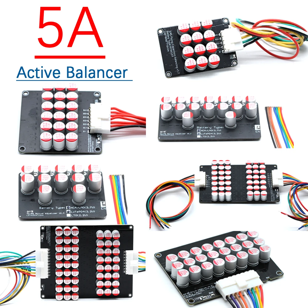 4S ~ 20S Li ion Lifepo4 LTO 5A Active Balancer Electric Vehicle RV Storage Lithium Battery 3S 6S 8S 12S 14S 16S 20S BMS Balance