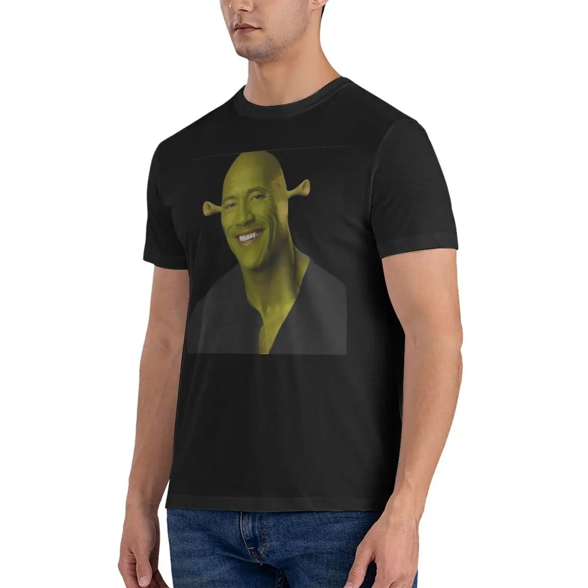 Dwayne Johnson Men T Shirt Shrek Vintage Tees Short Sleeve Crewneck T-Shirts Pure Cotton Party Clothes