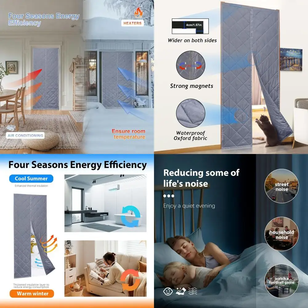 

Thermal Insulated Door Curtain, 48 x 80, Magnetic Closure, Thick Cotton for Soundproofing and Windproofing