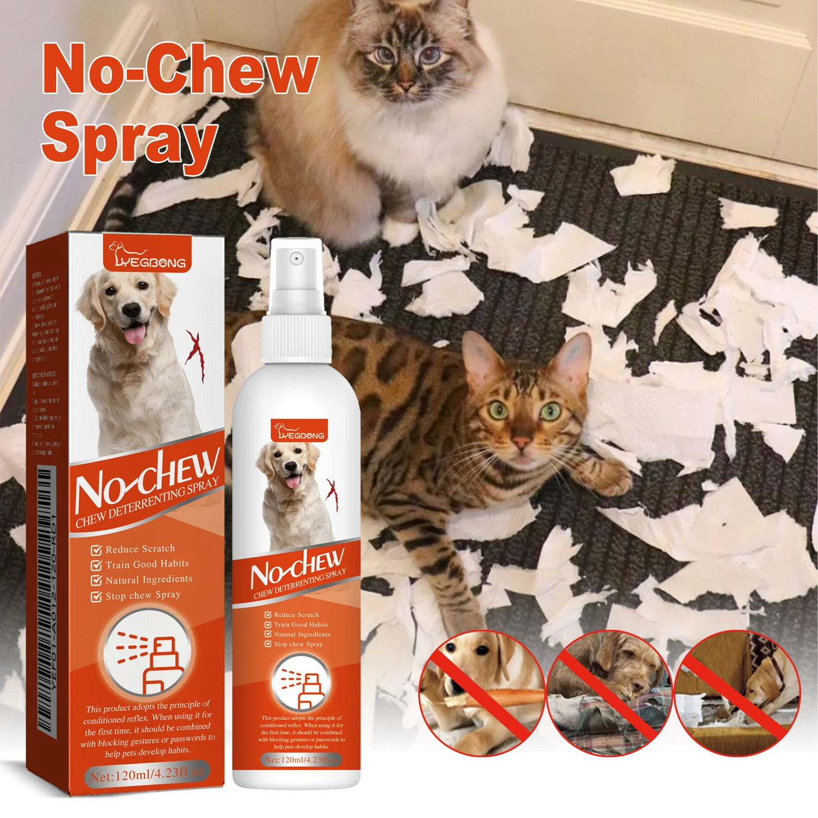

120ml Pet Anti Chew Spray Natural Formula Stop Biting Scratching Furniture Sofa Protector Dog Cat Training Corrector Liquid