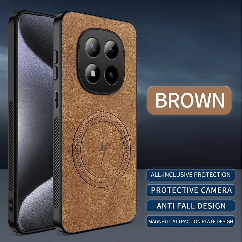 For Redmi Note 15 Pro + Note15 4G 5G Phone Case Luxury Leather Magnetic Magsafe Protective Back Cover for Redmi Note 15Pro Shell