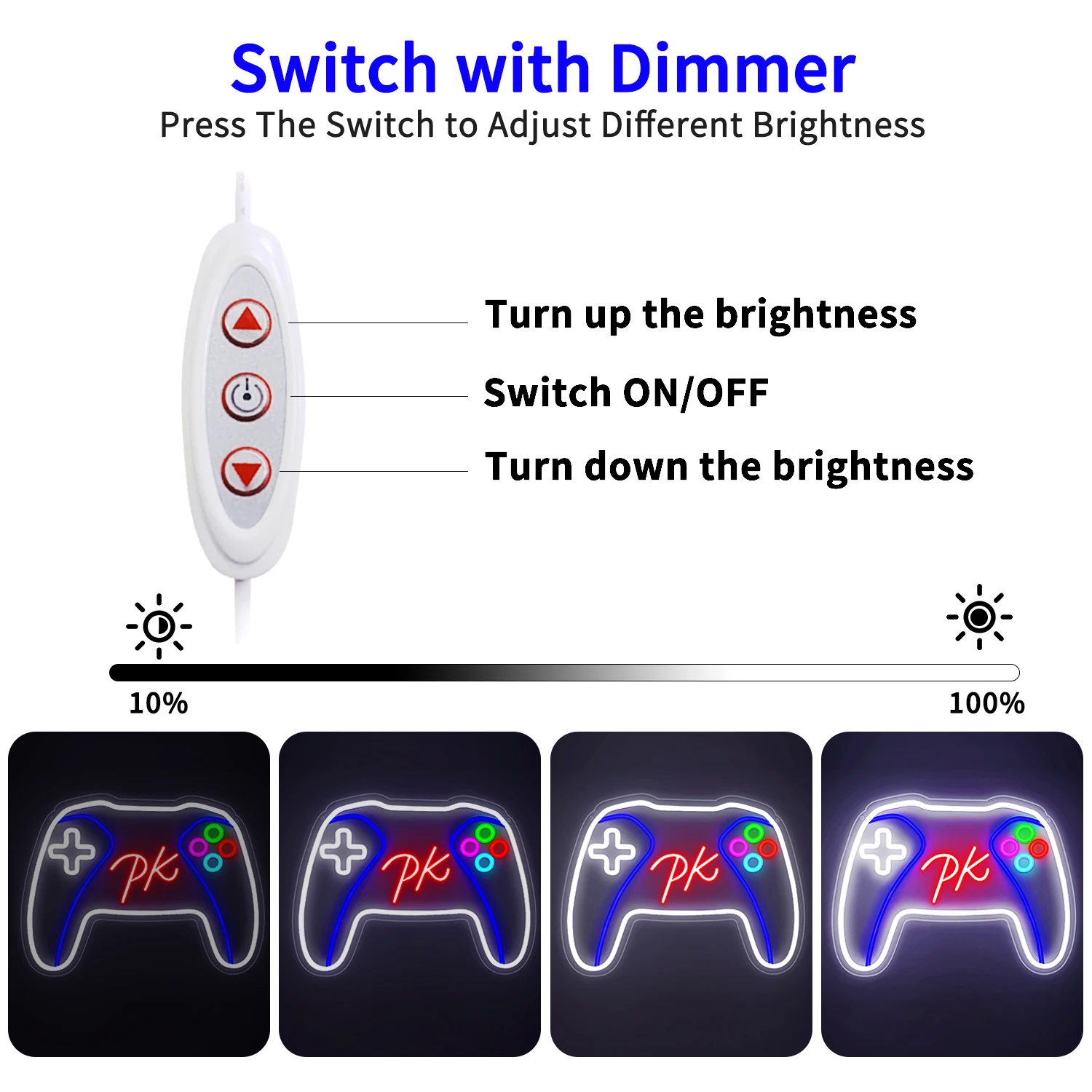 Gaming Neon Sign,Neon Light Sign Dimmable Controller by USB for Gaming Room Deco