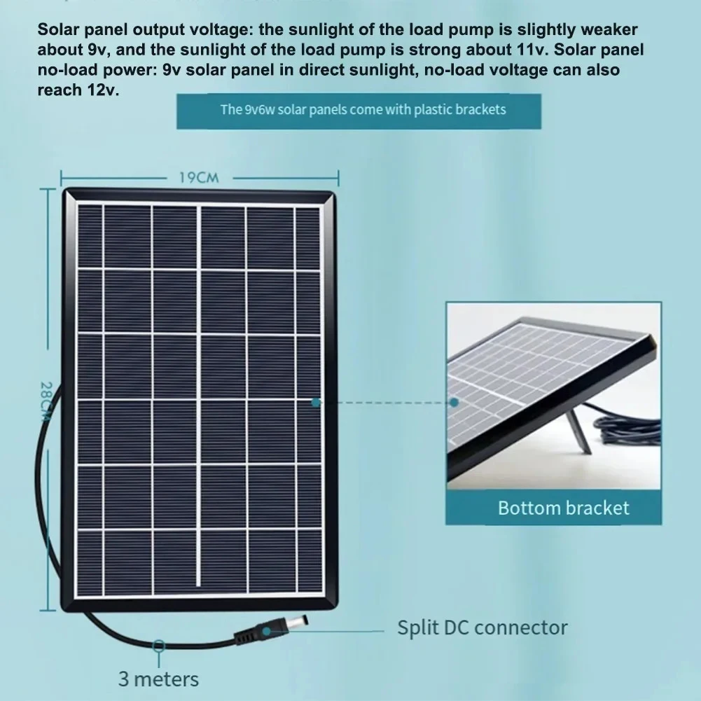 9V 6W Solar Submersible Water Pump with Adjustable Bracket for Quiet Garden Pond Circulation Aquarium Oxygenation and Rockeries
