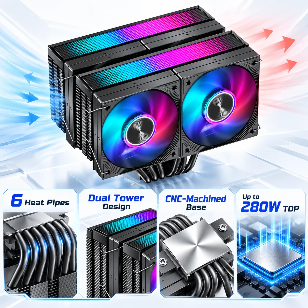 Кулер для процессора с двумя б – обзор и цена Cpu Air Cooler Dual Tower 6 Heatpipe
