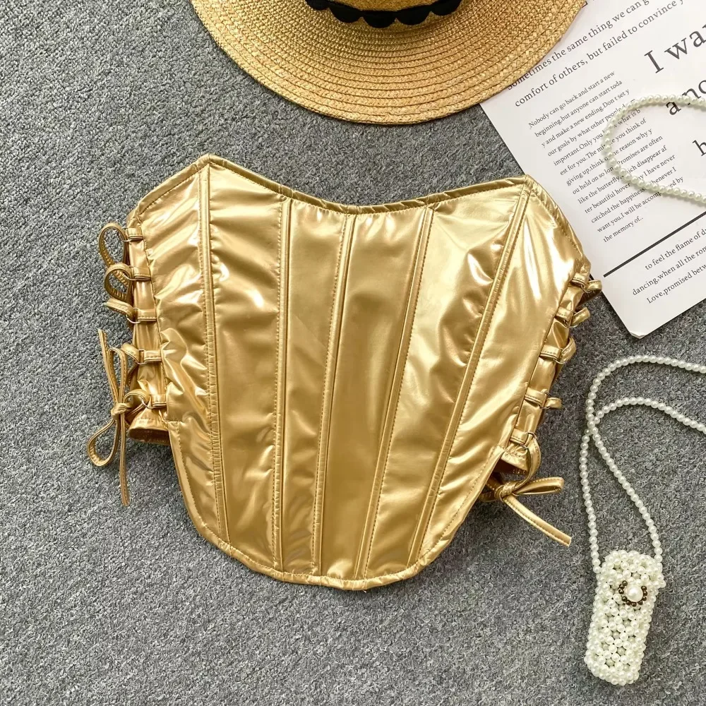 Women Hotsweet Sleeveless Sexy Strapless Backless Double Bandage Zipper Slim Tank Top Streetwear High Street Autumn Clothing