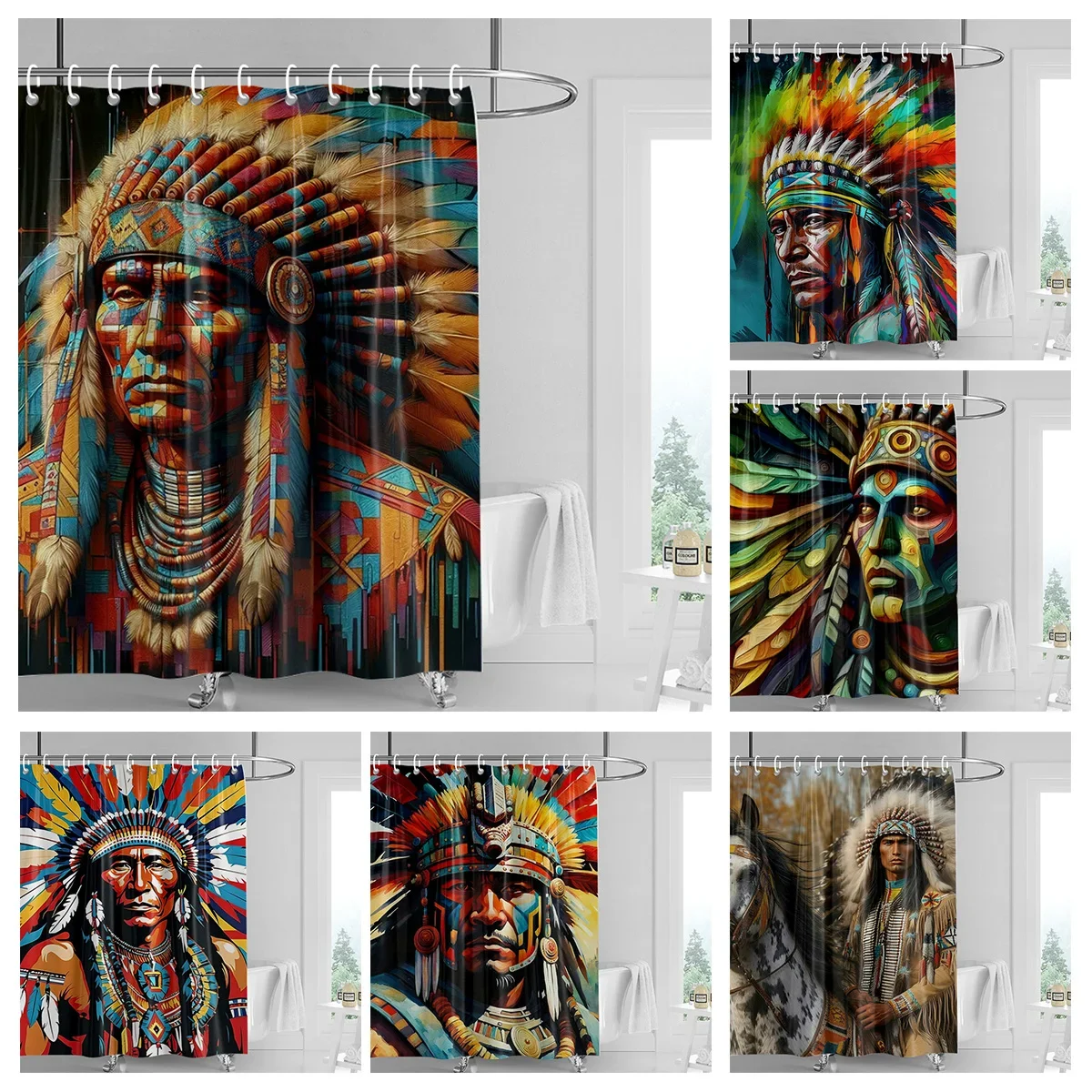 Home decoration shower curtains for bathroom waterproof curtain fabric Modern Nordic style Living Room Egypt pharaoh retro