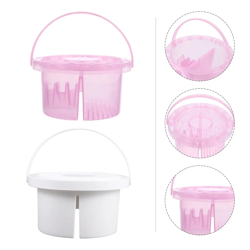 

2Pcs Brush Bucket Plastic 3 in 1 Paint with Grid Mixer Compact Lightweight for Artist Kids Art Class Pen Cleaning