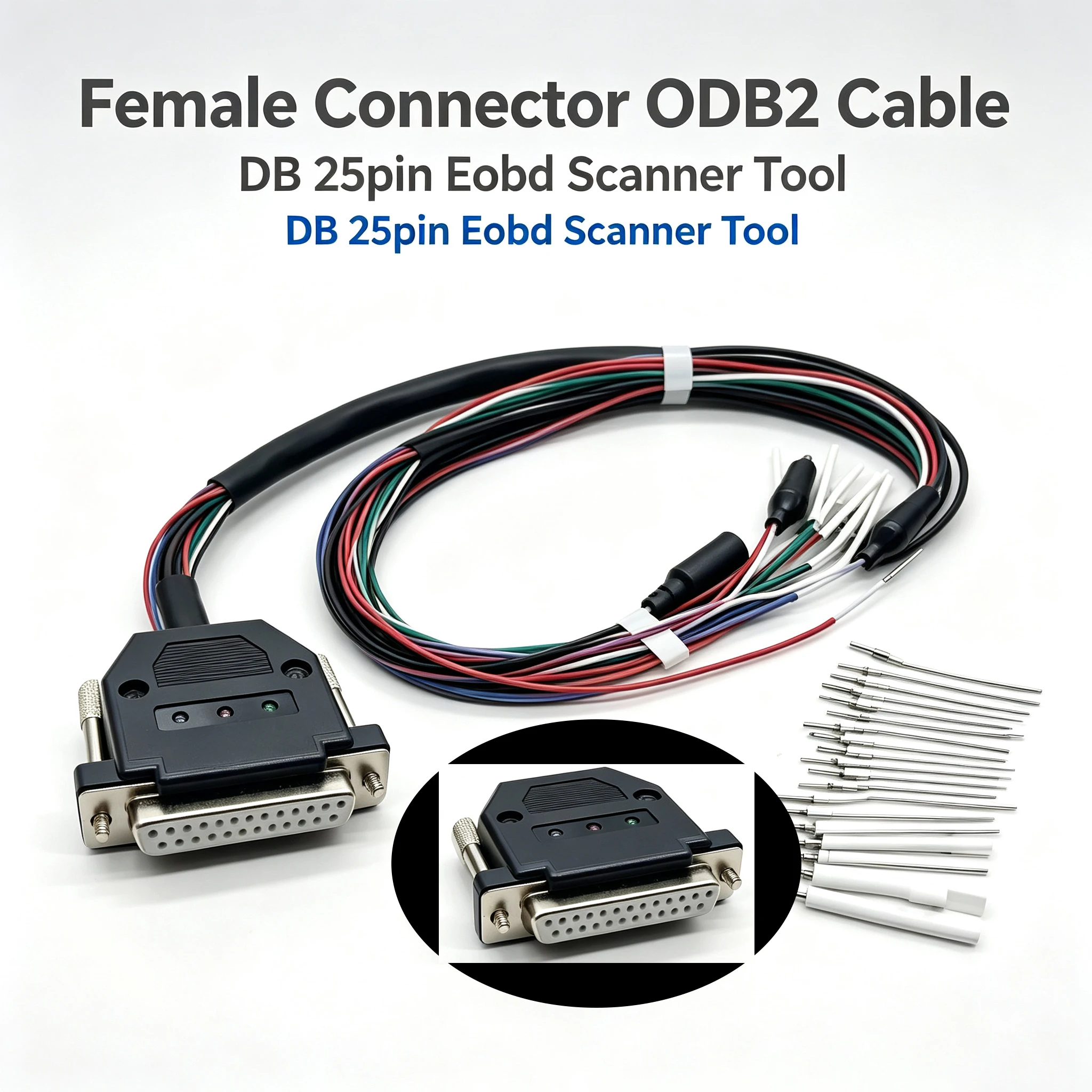 Female Connector ODB2 Cable DB 25pin Eobd Scanner Tool Purple PCB LED Display Ecu Programming Tool Car Accessories