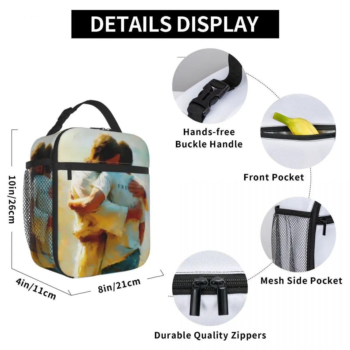 Charlie Kirk Embrace God Freedom Lunchtasche, lustige Lunchbox für Mädchen, Picknick, praktische Kühltasche, Oxford-Druck, Lebensmitteltaschen